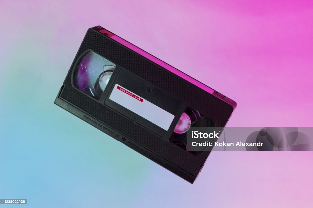 video tape on background. VHS video tape Videocassette Stock Photo