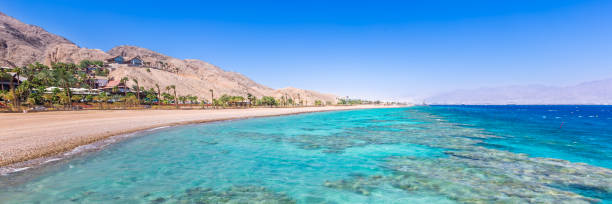 istock Eilat, Israel. Beautiful sea, beachs and mountais. Web banner in panoramic view. 1238025085