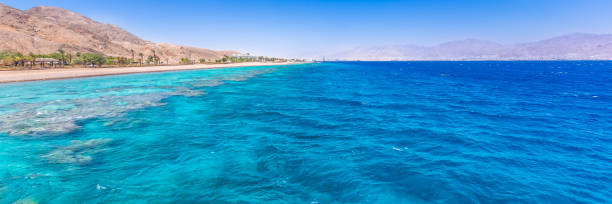 istock Eilat, Israel. Beautiful sea, beachs and mountais. Web banner in panoramic view. 1238042929