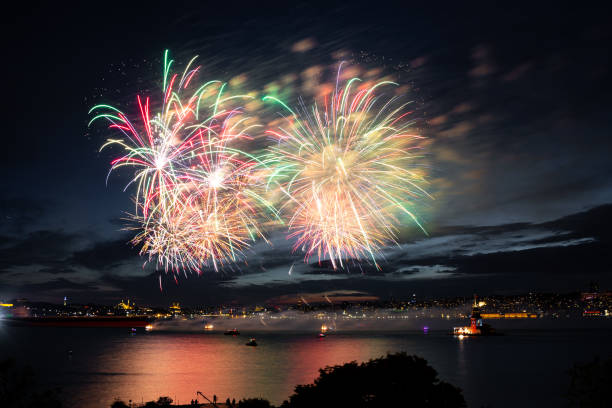 istock Fireworks over Bosphorus Strait, Istanbul City, Turkey 1238043766