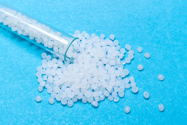 istock Plastic pellets. Transparent Polyethylene granules. Plastic Raw material .High Density Polyethylene (PE-HD). PE-LD 1238043958