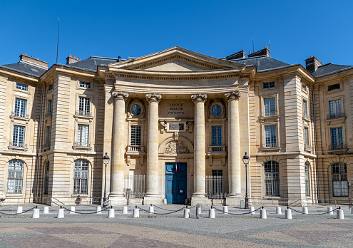 Paris, France - May 31 2020: Law Faculty building of Sorbonne (Faculte de Droit), University of Paris