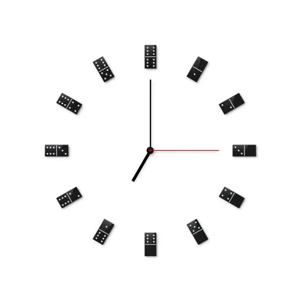 Vector illustration of Domino wall clock design isolated on white background