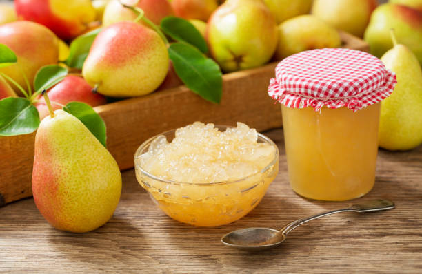 istock bowl of pear jam and fresh fruits 1238088691