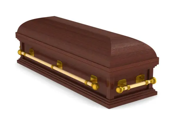 coffin on white background. Isolated 3D illustration