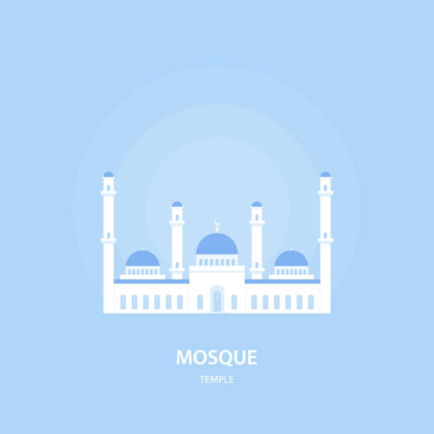 Mosque. Muslim architecture. Religious buildings. Mosque. Muslim architecture. Religious buildings. Culture of the East. Vector illustration allah the god islam cartoons stock illustrations