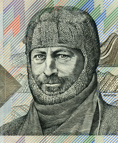 The Australian $100 bank note featuring Sir Douglas Mawson OBE FRS FAA (1882 â 1958) an Australian geologist, Antarctic explorer, and academic.