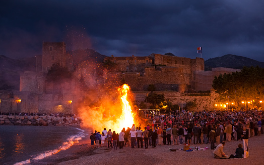 Collioure, France, 23 June 2013: Festival of St. Jean (Saint John) celebrated on 23 June which coincides with the June solstice, or Midsummer, in Collioure, France