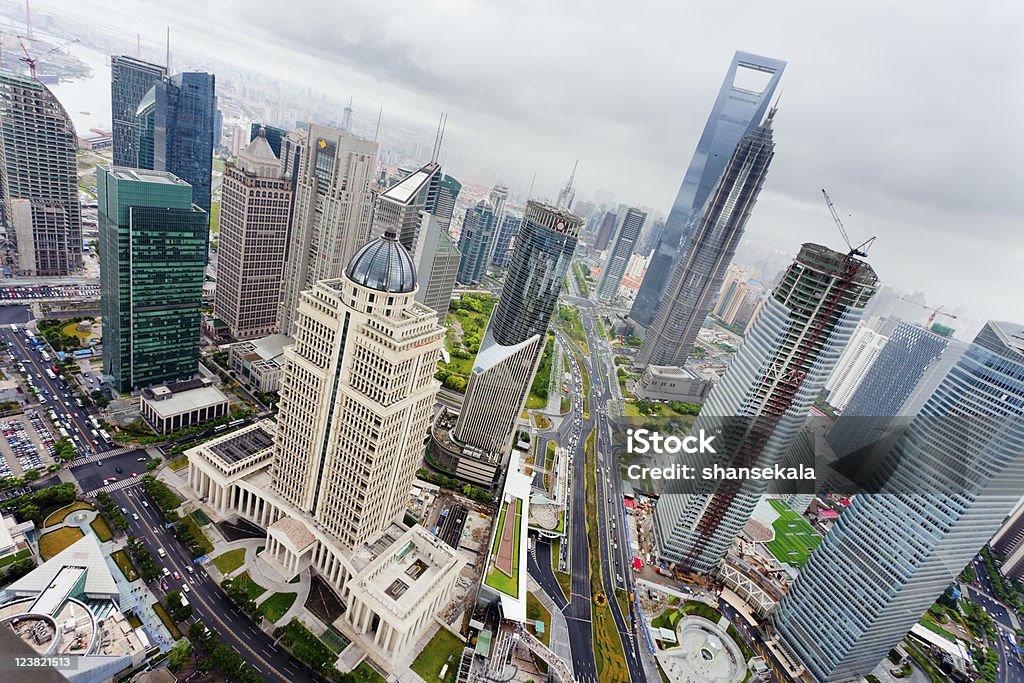 Lujiazui Financial Center view from the Oriental Pearl TV Tower.shanghai lujiazui financial center aside the huangpu river. Above Stock Photo