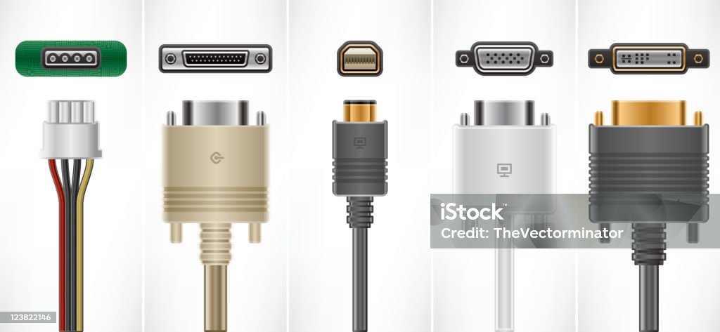 Computer Plug Hardware Computer Cables And Plugs Stock Illustration - Download Image Now ...