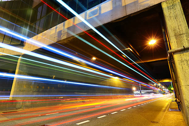 istock light trails in city at night 123822224
