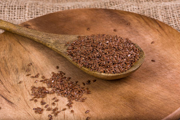 istock Flax seeds pouring end rotating in slow motion. 1238222730
