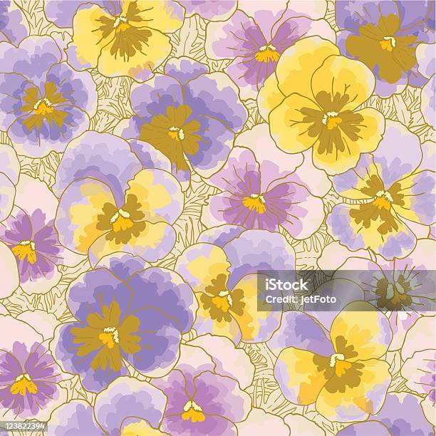 Seamless Pattern With Pansy С — стоковая векторная графика и другие изображения на тему Ажурный - Ажурный, Акварельная живопись, Анютины глазки