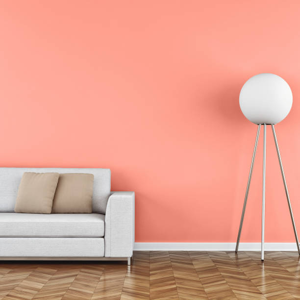 istock Elegant living room 70's style with sofa colored background 1238245063