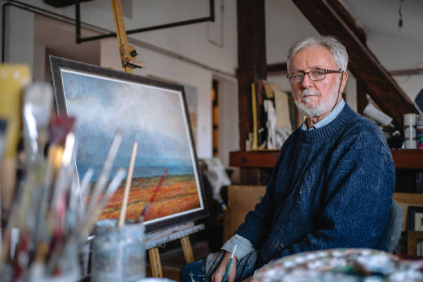 istock Senior man enjoying his morning in his gallery 1238256846