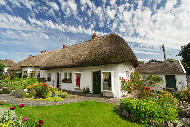 la tradicional cabaña de irlanda casa - republic of ireland irish culture old ancient fotografías e imágenes de stock