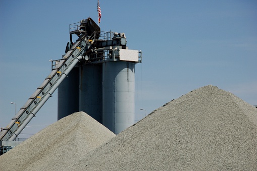 Stone quarry for the production of crushed stone and gravel for use in construction.
