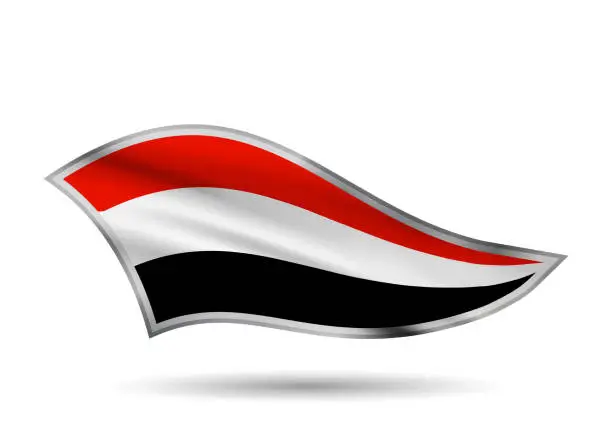 Vector illustration of Waving Flag of Yemen