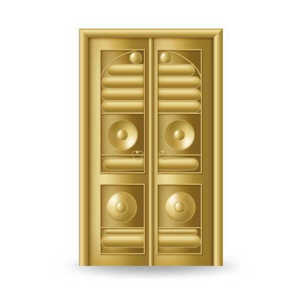 Kaaba golden door icon. Realistic gold design. Vector illustration. Kaaba golden door icon. Realistic gold design. Vector illustration. kaabah stock illustrations