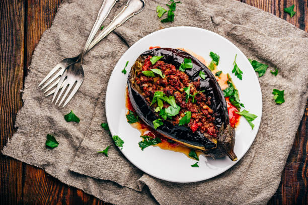 istock Eggplant stuffed with ground beef and tomatoes 1238347971