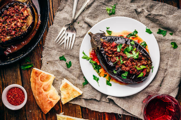 istock Eggplant stuffed with ground beef and tomatoes 1238348646