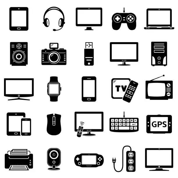 Vector illustration of Set of Modern Digital devices icons