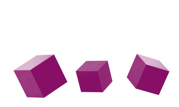 istock Different shapes of fuchsia cubes on white background. 1238356352