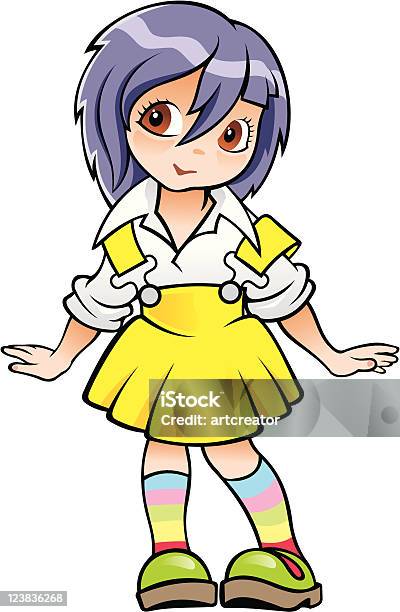 Animegirl Stock Illustration - Download Image Now - Bib Overalls, Cartoon,  Child - iStock