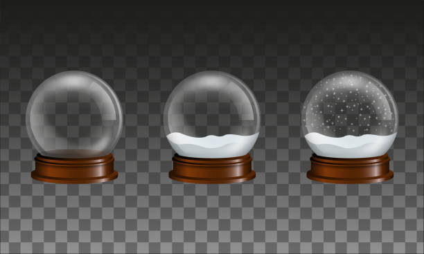 istock Set of transparent glass snow globes. Empty globe and globes with snow and falling snow. 1238371204