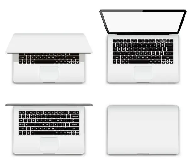 Vector illustration of Isolated laptop with open and closed screen on white background