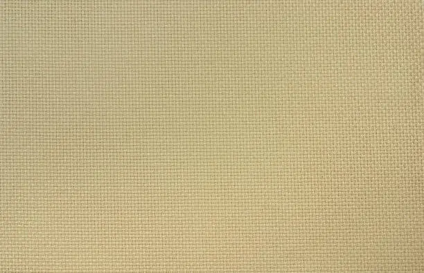 The beige Aida cotton fabric of uniform weave for cross stitch. Background.