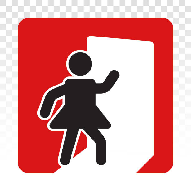 person exit zeichen flaches symbol für app oder website - canadian culture flash stock-grafiken, -clipart, -cartoons und -symbole