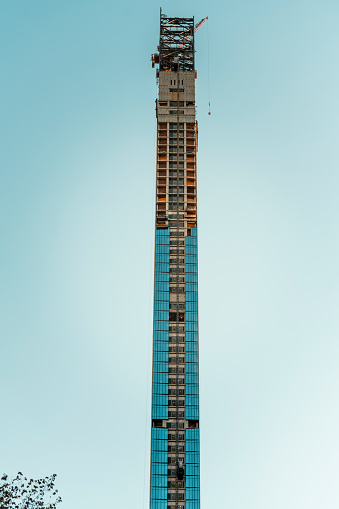 Skyscraper during construction in Manhattan, New York.