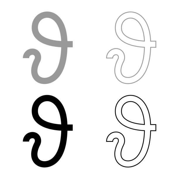 Theta Greek Symbol Teta Zeta Icon Outline Set Black Grey ...