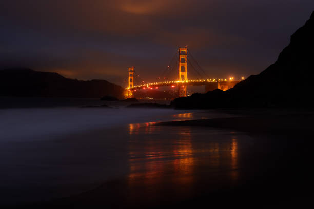 istock Golden Gate Bridge Glowing in the Dark 1238628671