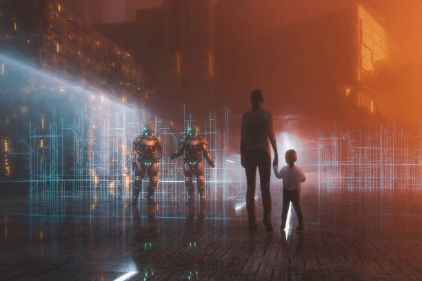 istock Dystopian city street check point at night 1238694392