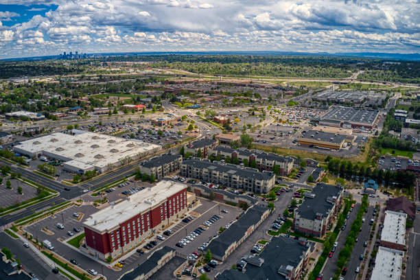 Aerial View of the Denver Suburb of Arvada Aerial View of the Denver Suburb of Arvada arcada stock pictures, royalty-free photos & images