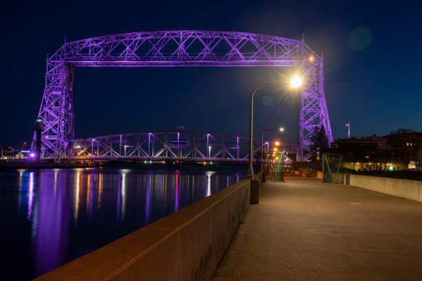 istock Duluth Bridge Lit Purple for Covid-19 1238836007