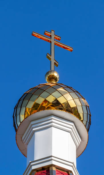 istock Golden cross on the temple 1238854557