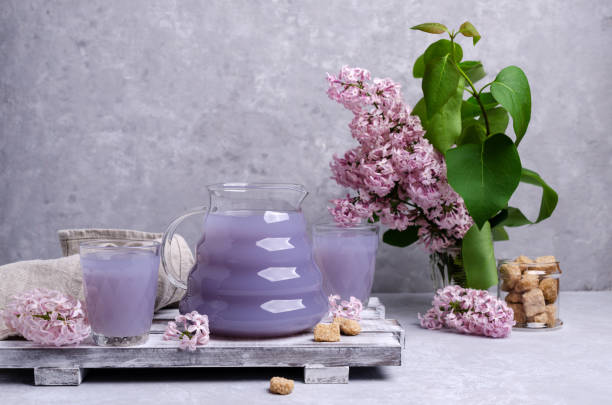 istock Lilac drink in a glass 1238879726