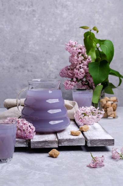 istock Lilac drink in a glass 1238880240
