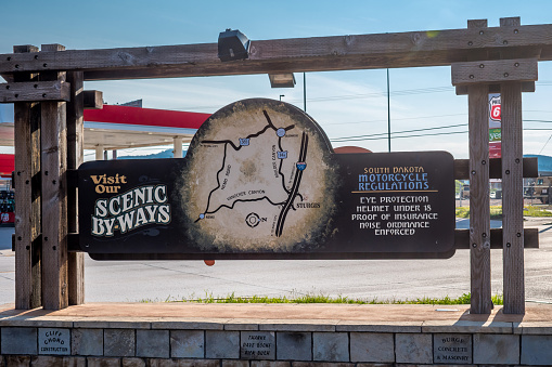 Sturgis, SD, USA - May 29, 2019: A welcoming signboard at the entry point of preserve park
