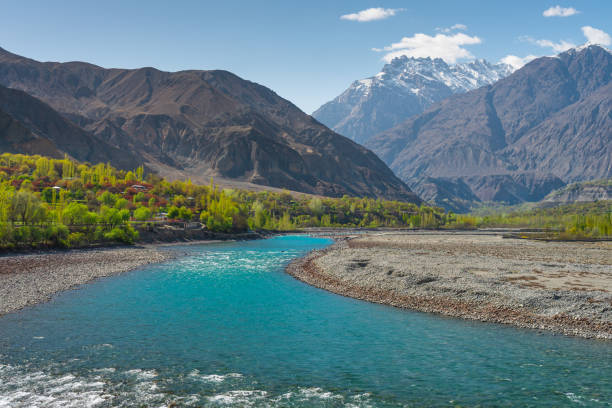 istock Beautiful Ghizer river, blue river surrounded by Hindu Gush mountains range in spring season, Gilgit Baltistan, Pakistan 1239050870