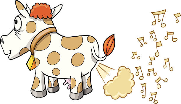 Farting Music Cow vector art illustration
