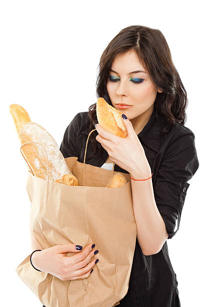istock Female paper bag bread 123907713