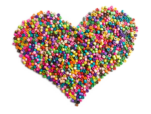 istock Colorful wooden beads heart 123910067