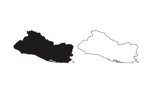 El Salvador map silhouette line country America map illustration vector outline American isolated on white background map silhouette line country America map illustration vector outline American isolated on white background el salvador stock illustrations