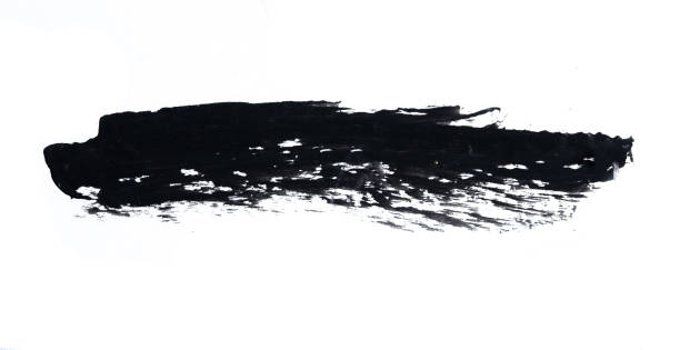 istock Black paint brush stroke texture ochre watercolor isolated on a white background 1239189247