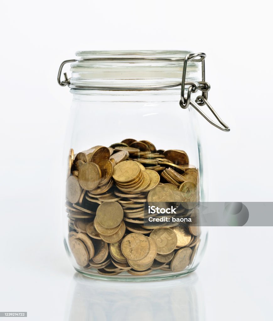 Tiền Xu Trong Lọ Thủy Tinh Trên Nền Trắng Hình ảnh Sẵn có - Tải ...