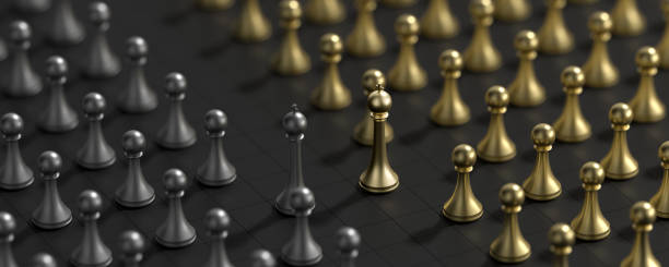 istock Business concept design with chess pieces. Chess concept background. 3D illustration. 1239215410